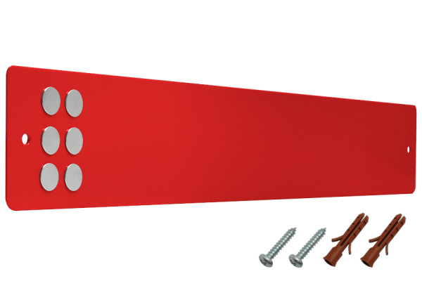 Listwy magnetyczne wraz z elementami mocującymi + magnesami, czerwone RAL 3020
