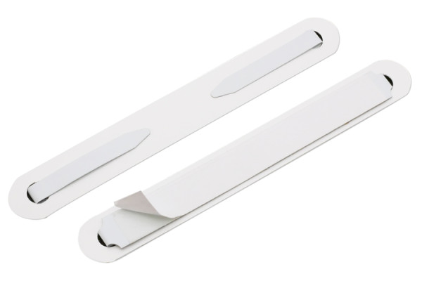 Mechanizmy skoroszytowe SK, języczki skierowane do wewnątrz, Listwy ochronne 95 x 12 mm, białe